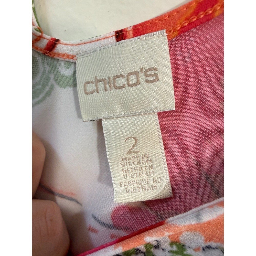 Chicos Abstract Colorful Floral V-Neck Shift Dress Womens Size 2 Large Vibrant - Picture 7 of 14